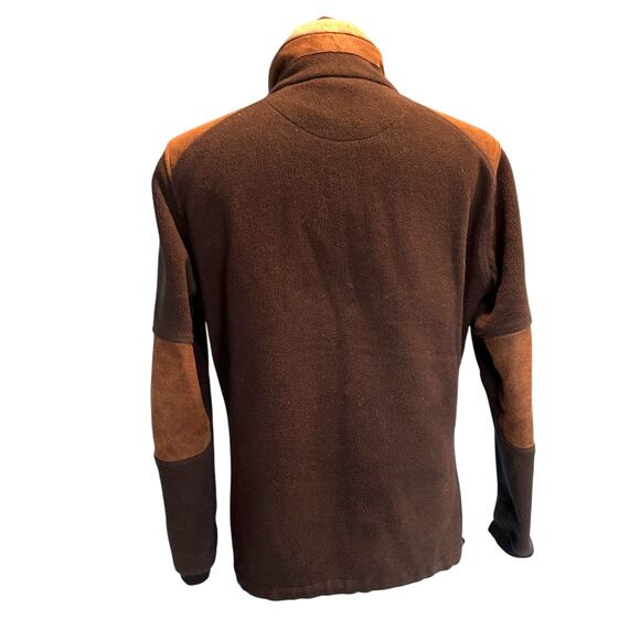 KUHL Heavy Fleece Jacket Full Zipper 3 Zip Pockets Faux Leather Trim - Picture 2 of 6